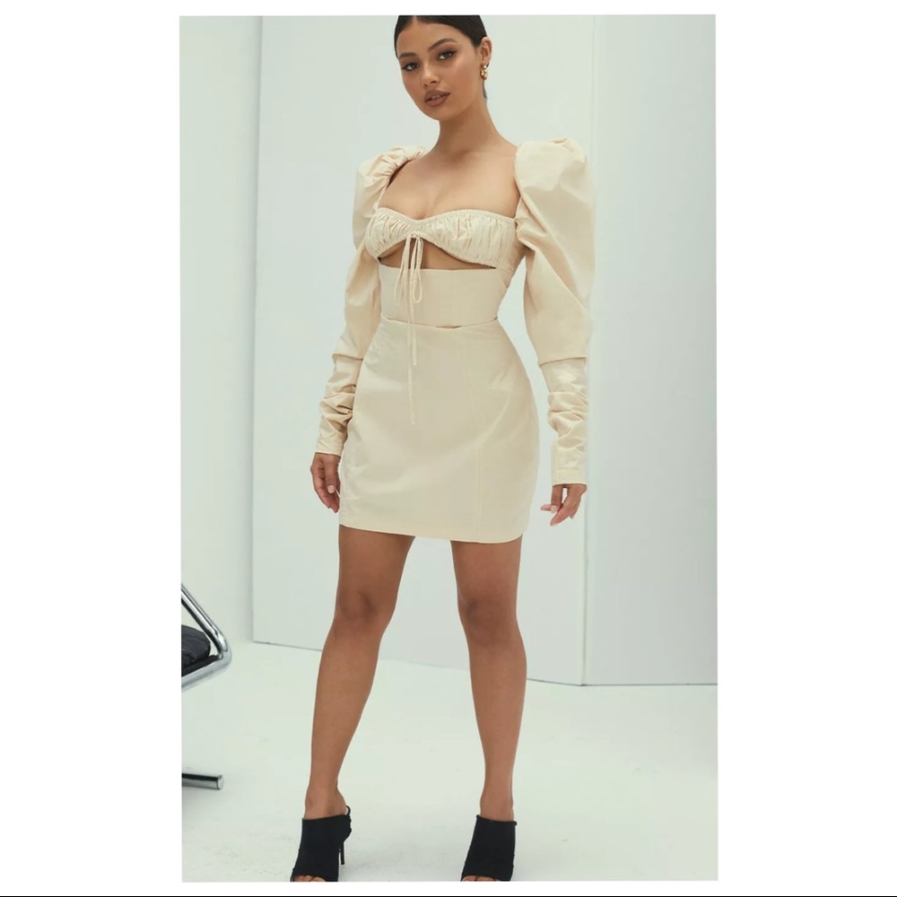 MISTRESS ROCKS 'Dreamscene' Beige Puff Sleeve Dress XS